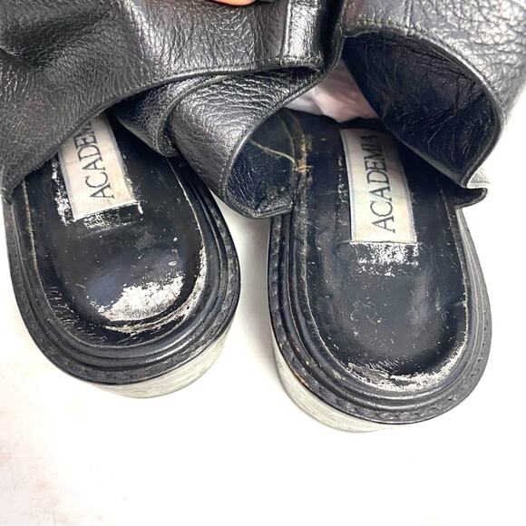 Academia Black Lace Up Pebbled Leather Boots Shoes Size 7.5 - Picture 5 of 9